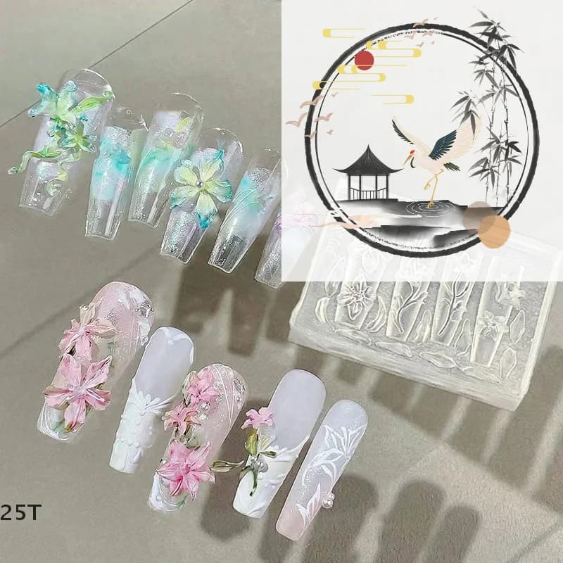 Stampo 3D Decorazioni per nail art in silicone Modelli di design floreale fai-da-te Stampo per unghie Gioielli Artigianato Strumento per stampi per unghie trasparenti