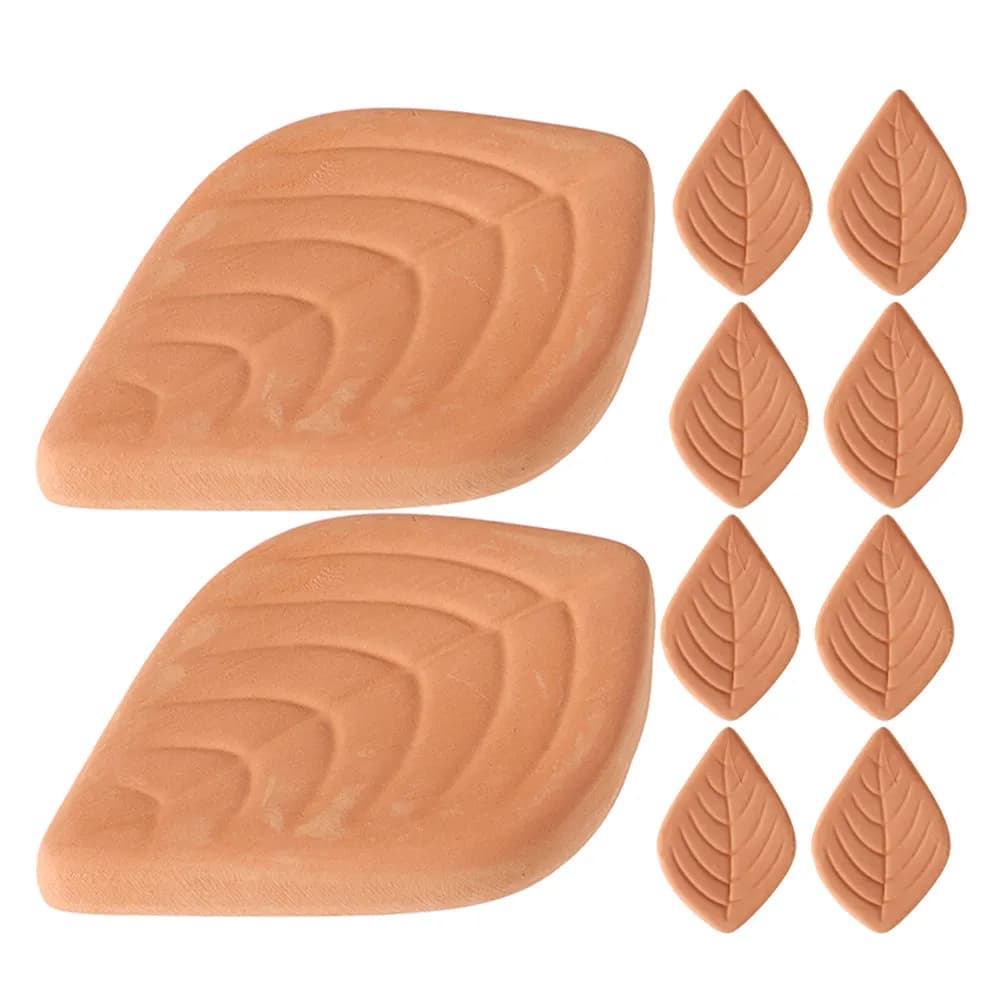 10Pcs Natural Terracotta Sugar Softener Disc Leaf Design Kitchen Gadget for Brown Sugar Preservation Cookies Dried Fruits Snacks