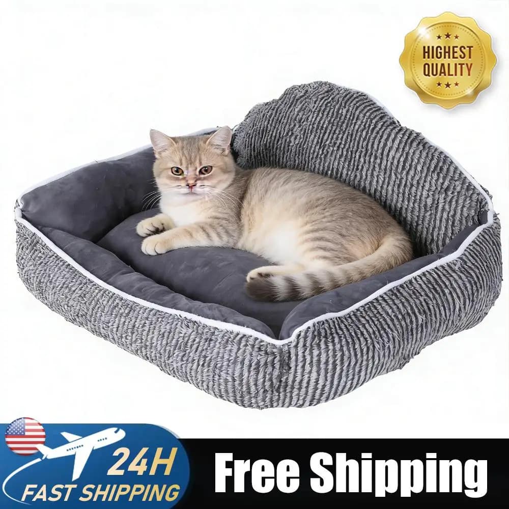 Cuccia a Strisce per Cani e Gatti 60x50cm, Cuscino Morbido a Guscio Semicircolare per il Riposo di Cani e Gatti da Interno
