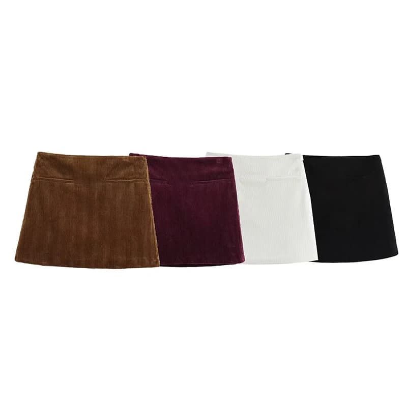 Willshela Minigonna a trapezio con cerniera laterale solida moda donna Gonne da donna chic femminili a vita alta vintage
