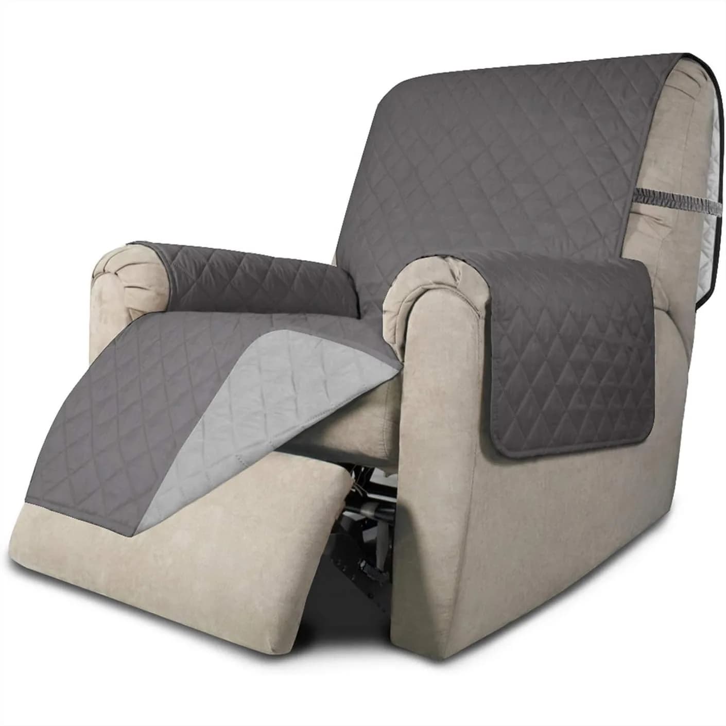 Copridivano Reversibile per Poltrona Reclinabile con Elastici, Protezione per Mobili da Bambini e Animali Domestici, Grigio
