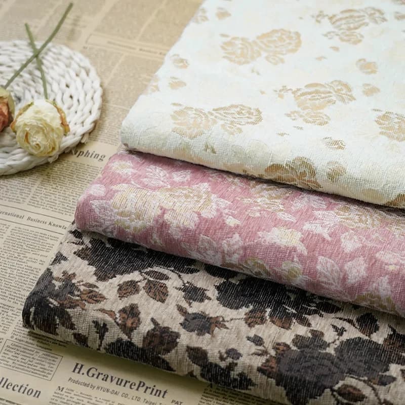 Multi Color Rose Jacquard Fabric Women's Coat Dress Home Curtain Decorative Sewing Fabric