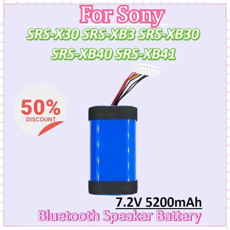 New 7.2V 5200mAh Bluetooth Speaker Battery for Sony SRS-X30 SRS-XB3 SRS-XB30 SRS-XB40 SRS-XB41 SRSX30 Batteries
