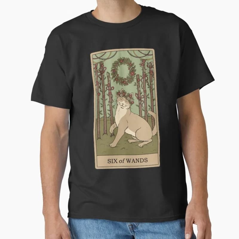 Sei bacchette Vinage Tarocchi Carta Gatto Divertenti gatti magici simpatici animali domestici Regalo T-shirt per uomo di grandi dimensioni Top per adulti S-6XL abbigliamento da uomo