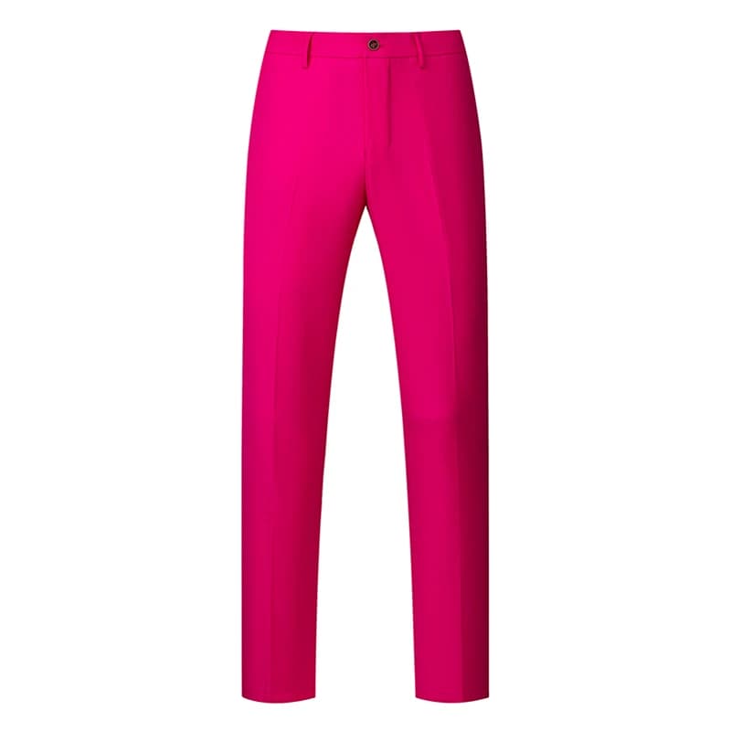 2026 Nuovi pantaloni rossi a vita media da uomo, pantaloni da ufficio eleganti blu, pantaloni verdi maschili di taglia asiatica, rosa, giallo, grigio, nero