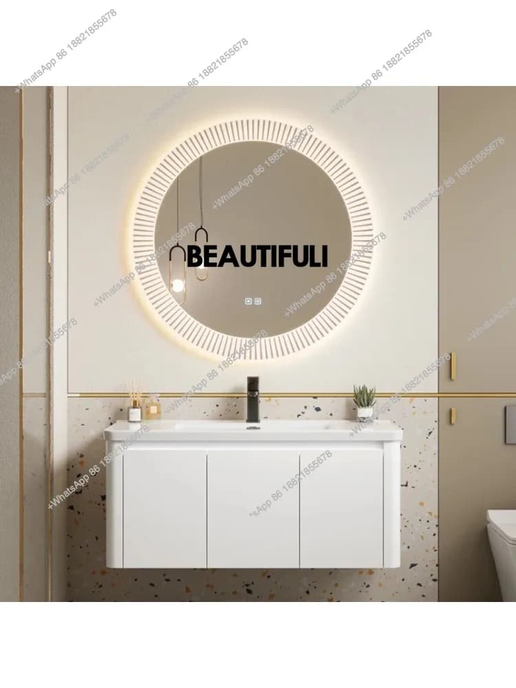 Mobile da bagno moderno specchio intelligente lavabo in ceramica integrato mobiletto da bagno lavabo portaoggetti mobili da bagno