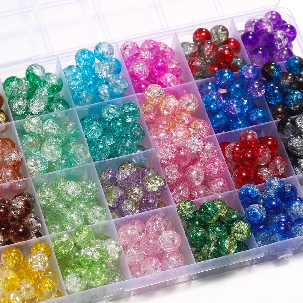 50/100 pz 8mm Perle di Vetro Crackle Branelli Allentati Del Distanziatore per la Produzione di Gioielli FAI DA TE Fatti A Mano Orecchini Bracciali Collana accessori