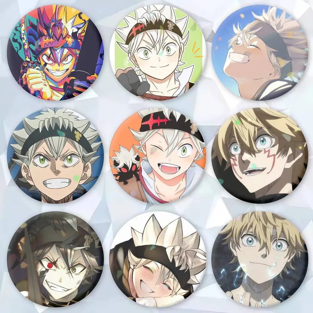 B-Black Clover Asta Anime Button Pins Backpack Clothing Decor Brooch Badge Jewelry Gifts for Kids