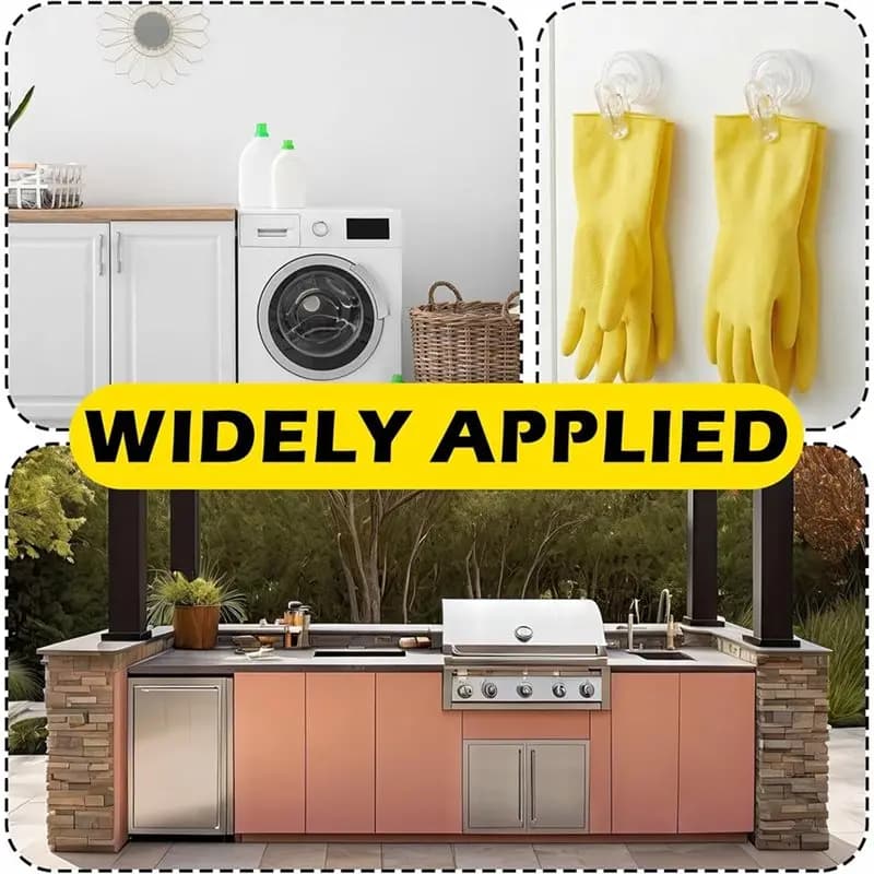 Gancio da parete premium per clip porta guanti da cucina con ventosa, facile installazione, plastica trasparente rimovibile per cucina (2 pezzi)