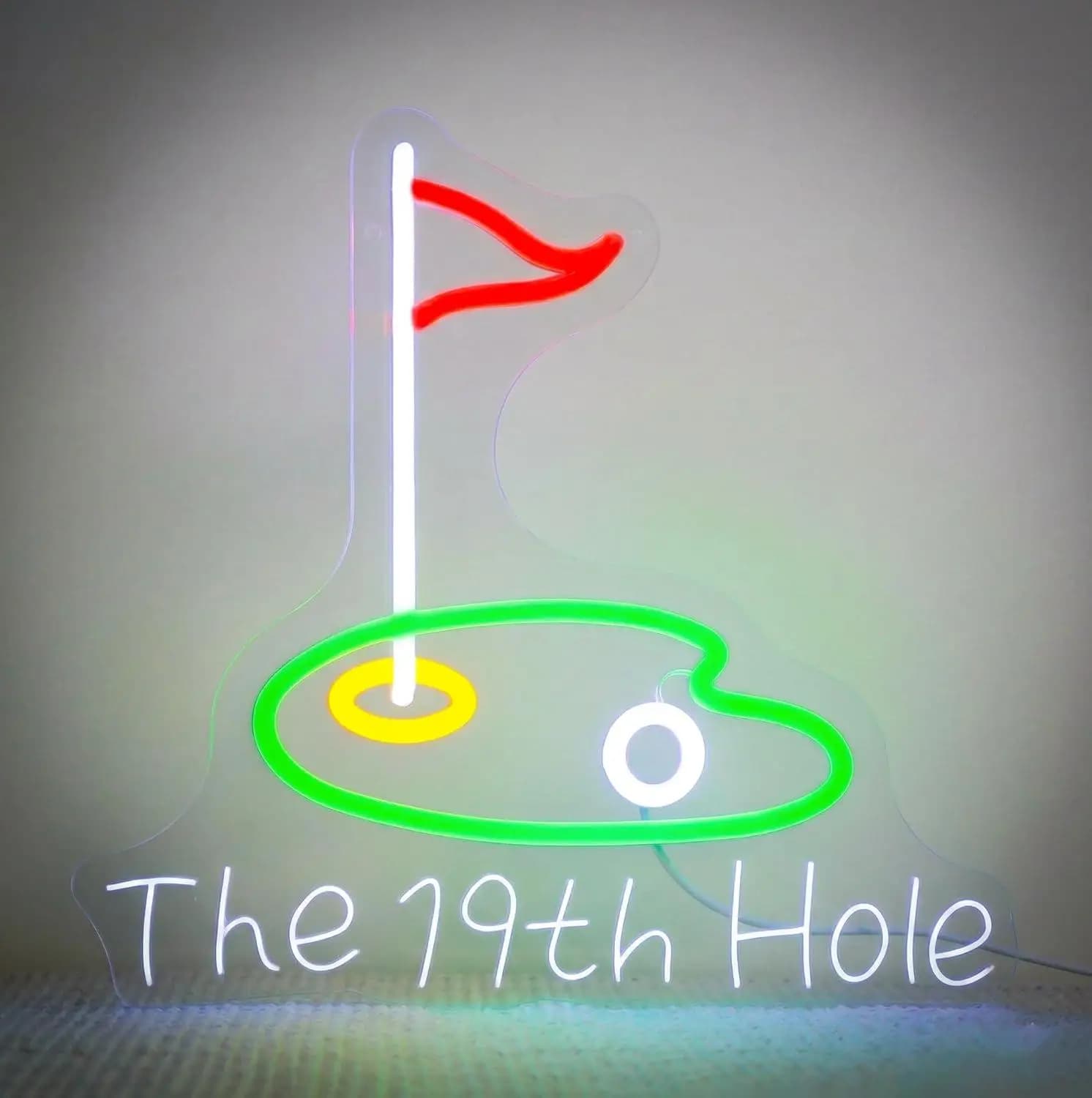 The 19Th Hole Golf Neon Sign USB Dimmable LED Lights For Golf Club Man Cave Home Bar Sports Restaurant Wall Art Decor Gifts
