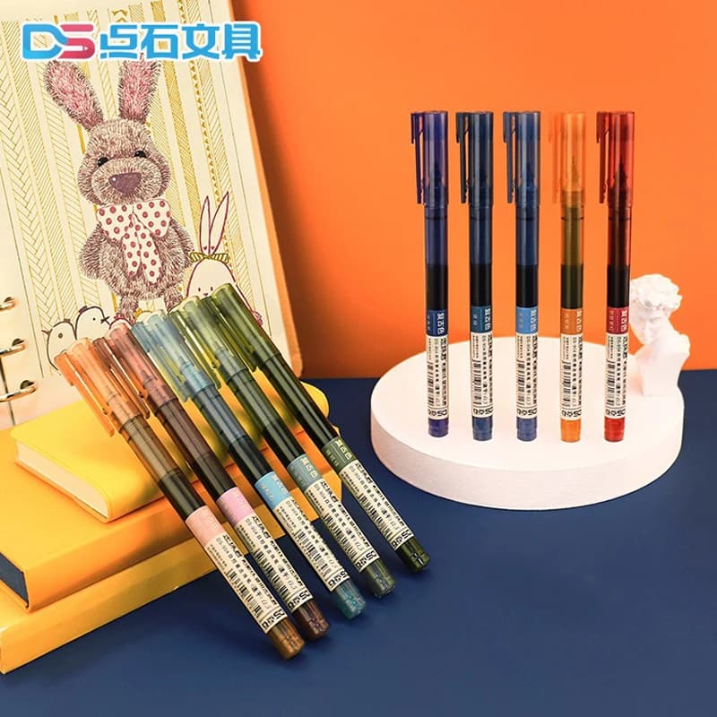 5 pezzi di grande capacità ad asciugatura rapida punta dell'ago penna gel colorata 0,5 mm penne a sfera a punta fine diario fai da te disegno colori retrò