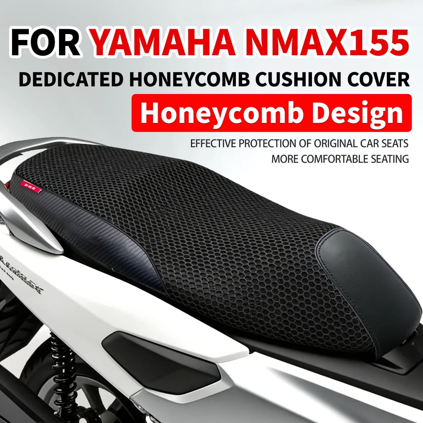 Coprisedile per Moto 3D a Nido d'Ape, Traspirante, Extra Spesso, Comfort Pad Compatibile con Scooter Yamaha NMAX 155