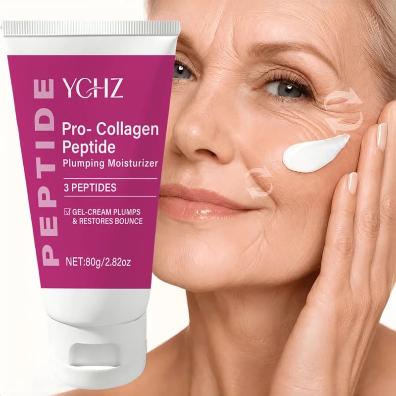 80g Collagen Peptide Plumping Moisturizing Cream, containing three types of peptides, hyaluronic acid, and niacinamide, deeply hydrates and moisturizes, tightens and lifts, and improves skin elasticity