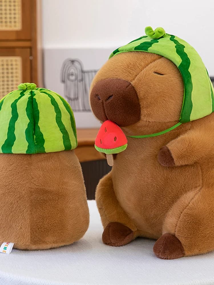 Peluche di Cappibara a forma di Anguria, Giocattolo Antistress con Corda, Morbido Pupazzo Animale Imbottito, Regalo per Migliore Amico o Fidanzato
