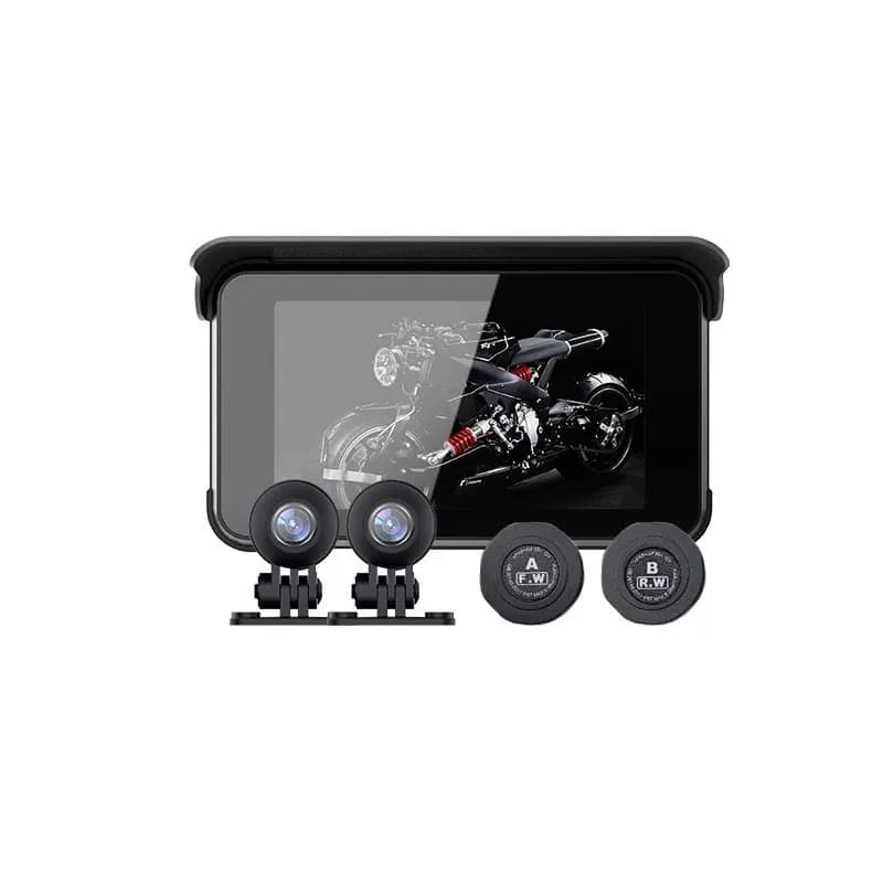 La telecamera da cruscotto per moto T31C supporta Carplay e Android Auto con doppia registrazione, navigazione GPS e design impermeabile