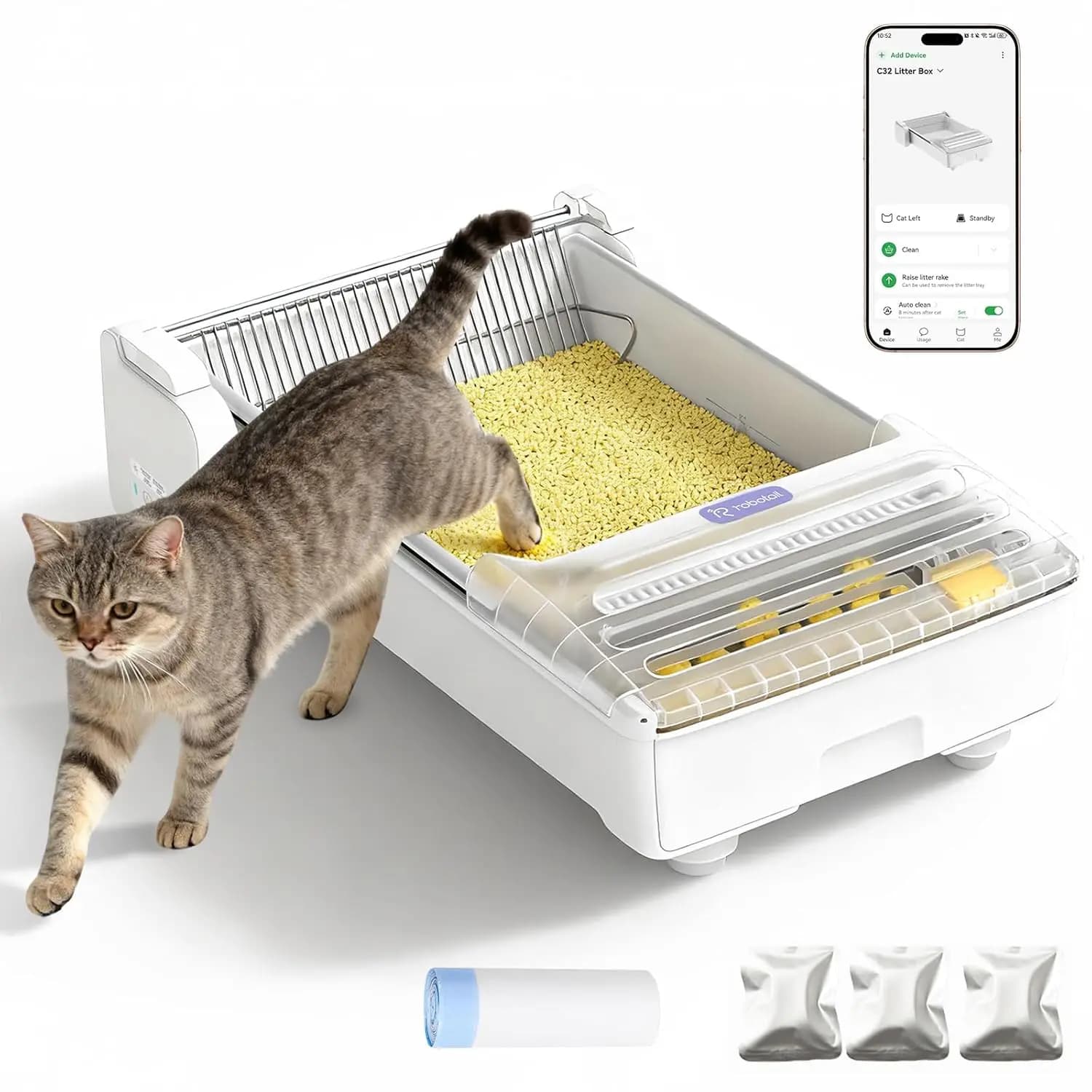 Lettiera per Gatti Automatica con Pulizia Automatica, Extra Large, Elettrica con Controllo APP per la Salute, Personalizzabile