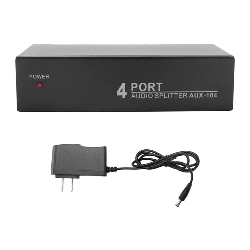 AED7-Splitter Audio 1 Ingresso 4 Uscite RCA L/R Aux, Distributore Audio Stereo 1X4 per PC, DVD, Altoparlanti