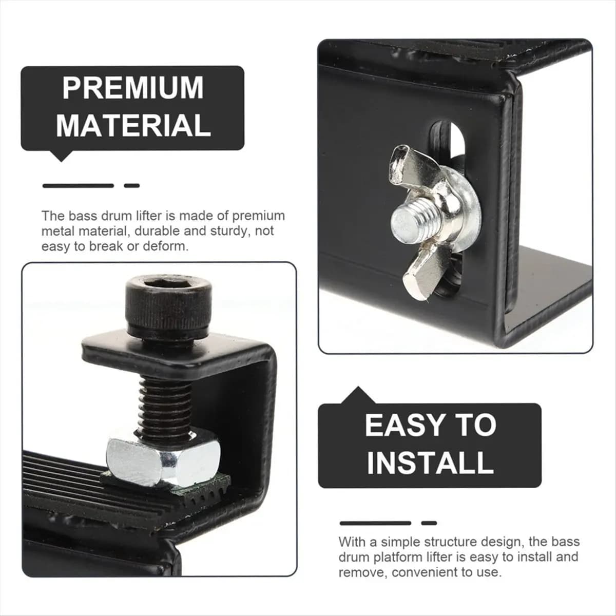 Vivace - Booster per batteria Pad per batteria elettronica Batteria elettrica Sollevatore elettrico Supporto per pedale per batteria Sollevatore per piattaforma per grancassa (Nero)