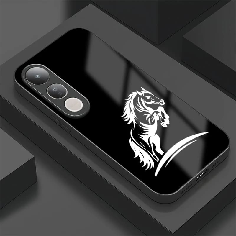 Per Vivo V60 Lite V40 SE V30E V50 V50E V50 V40 V30 Pro, custodia per telefono con stampa cavallo, lusso, in vetro temperato, antiurto