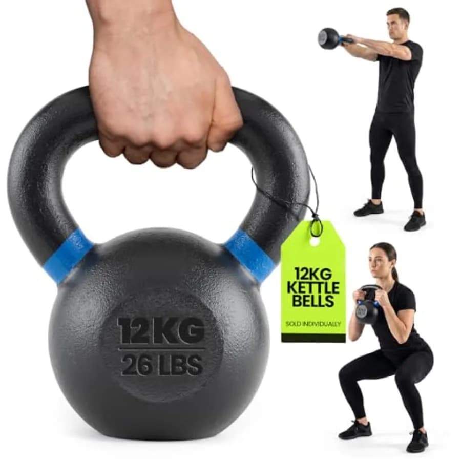 Kettlebell Single Cast Iron Powdered Largo for Core Training, Glutei, Swing, Squat, Stacks and Resistance