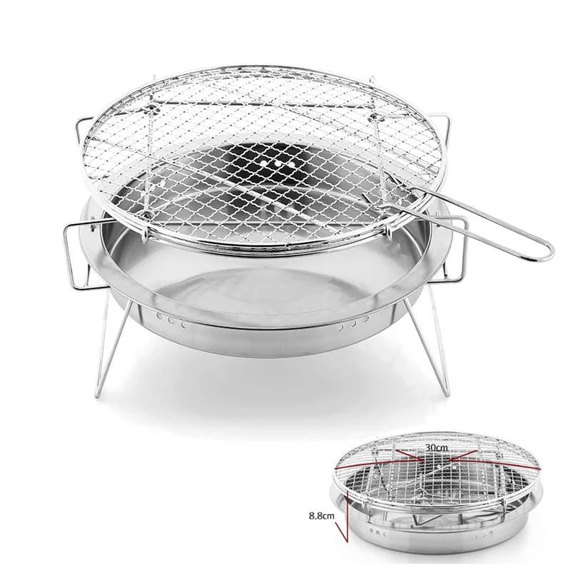 Portable Stainless Steel Outdoor Family BBQ Grill Picnic Charcoal Oven Foldable Camping Travel Gear Non-Stick Coating CLS Brand