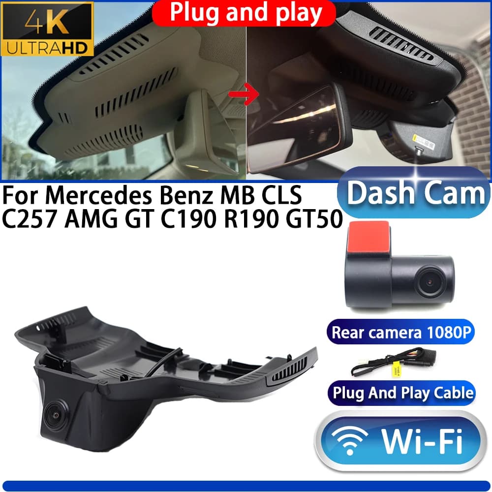 HighCity for Mercedes Benz MB CLS C257 AMG GT C190 R190 GT50 Dash Cam Camera DVR 4K 2160P UHD Wifi Plug and Play Video Recorder