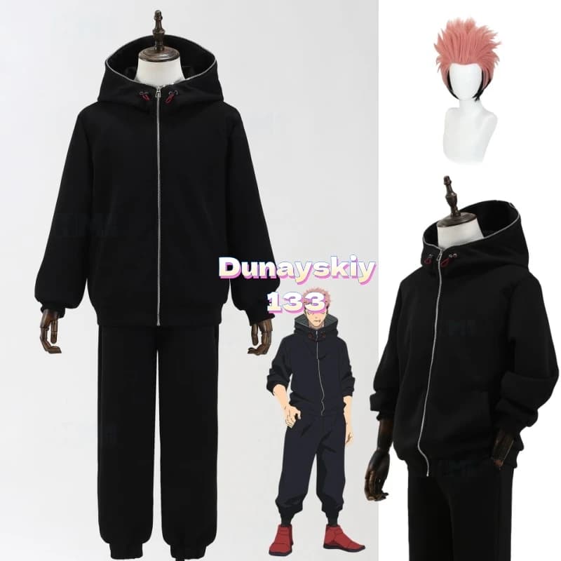 Itadori Yuji Dress Cosplay Wig Anime Hoodie Shoes Halloween Party Convention Role costume