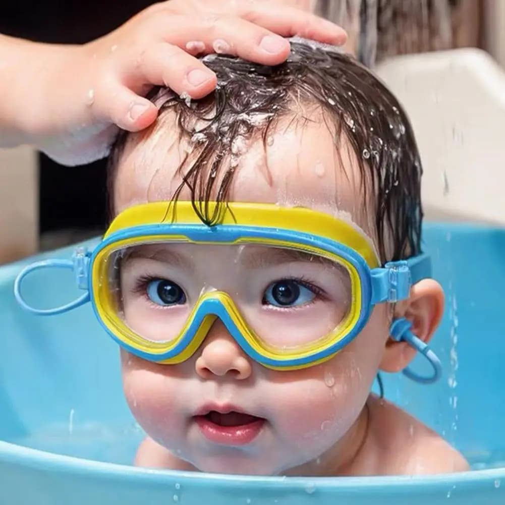 Occhialini da nuoto per bambini con tappi per le orecchie, senza perdite, antiappannamento, protezione UV, per ragazzi e ragazze, occhialini con ampio campo visivo, attrezzatura per immersioni e snorkeling
