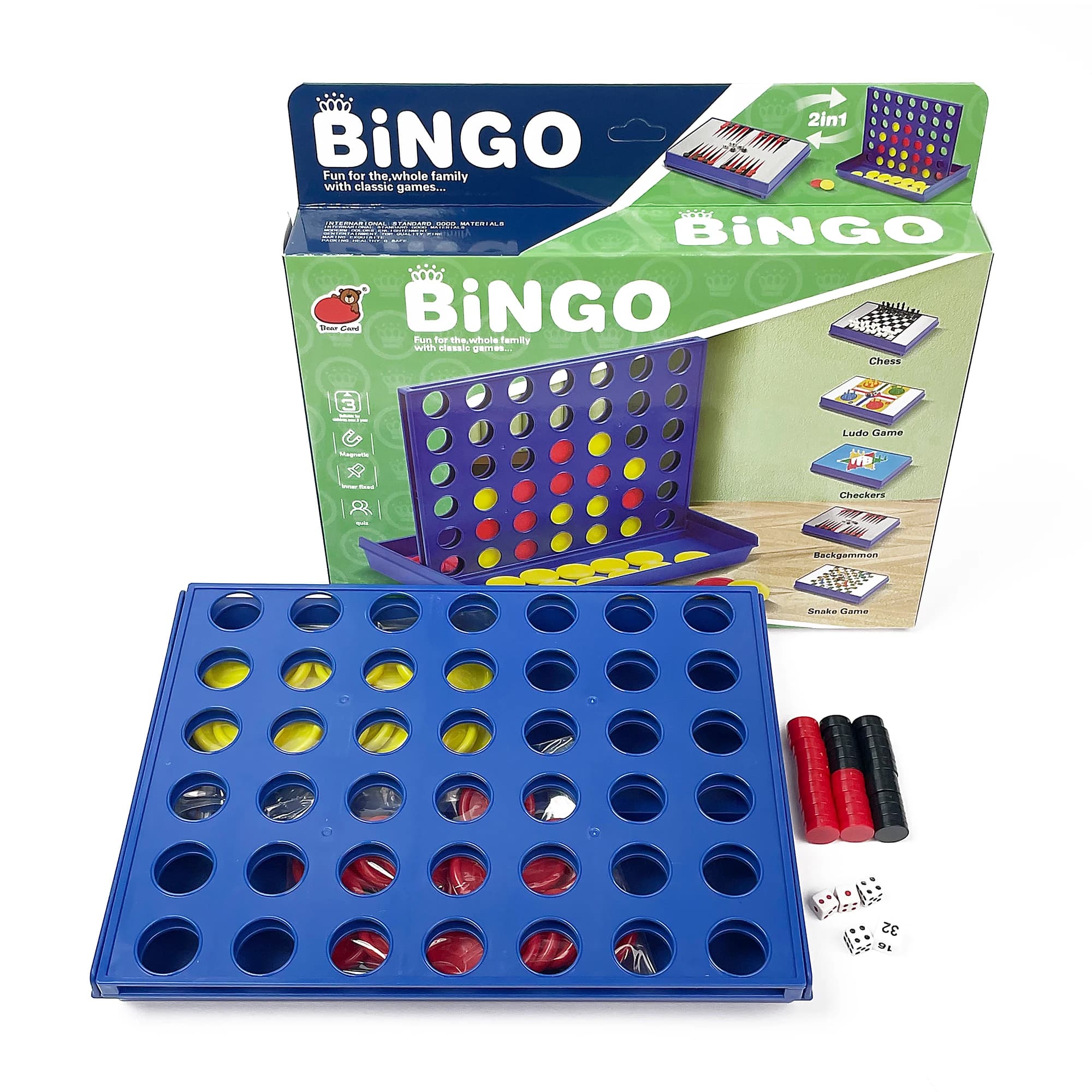 Set di Giochi da Tavolo Magnetici Pieghevoli 2 in 1: Backgammon e Quattro in Fila, Gioco da Viaggio Portatile in Plastica per Esterni