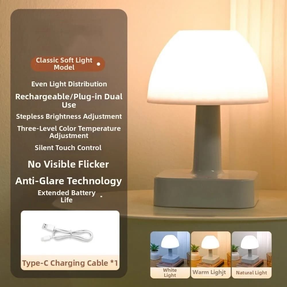 RGB/Tricolor Light LED Table Lamp Adjustable Brightness Digital Clock Desk Lamp Eye Protection Rechargeable Reading Lamp