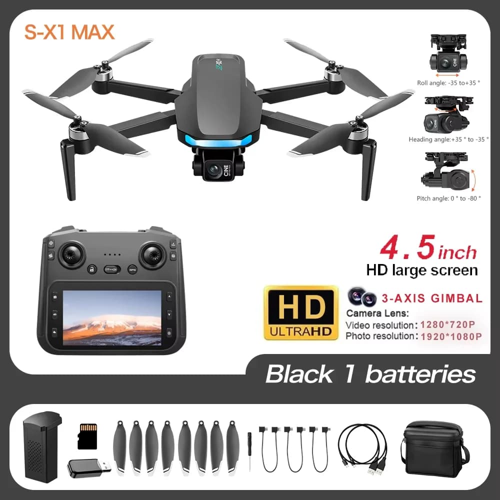 Mini drone S-X1 | Gimbal a 3 assi per telecamera 4K EIS | Evitamento degli ostacoli GPS | Quadricottero RC 5G FPV
