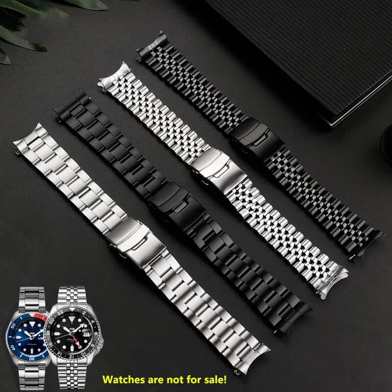 20mm 22mm Curved watch strap Bracelet For SEIKO No. 5 SKX009 SKX007 SKX175 SKX173 Solid Stainless Steel Watchband Accessories