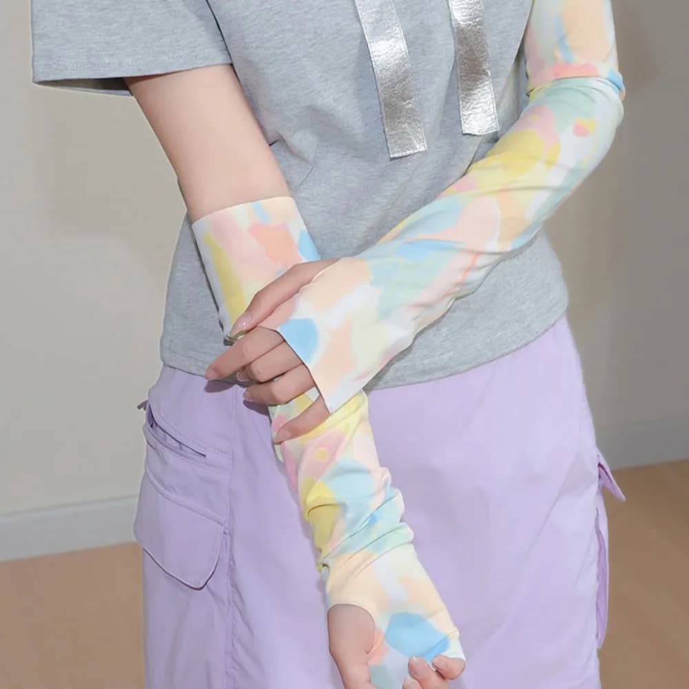 Breathable Sleeves Colorful Silk for Girls, Anti-UV, Larghe, Solar Protection, Cover, Cycling Sleeves