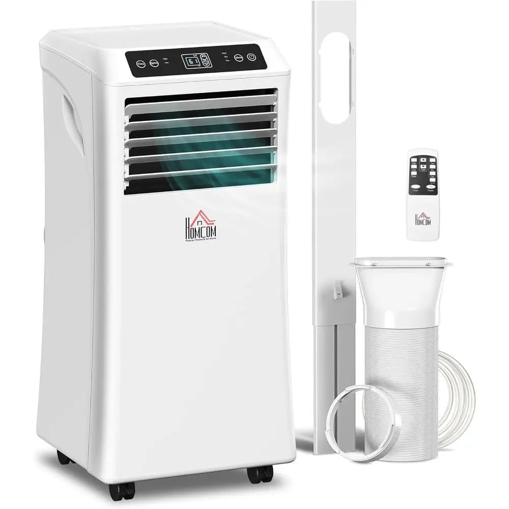 Condizionatore d'Aria Portatile per Ambienti fino a 41 m² Ventilatore 3-in-1 con funzione di raffreddamento, deumidificazione e telecomando, timer 24 ore, colore bianco