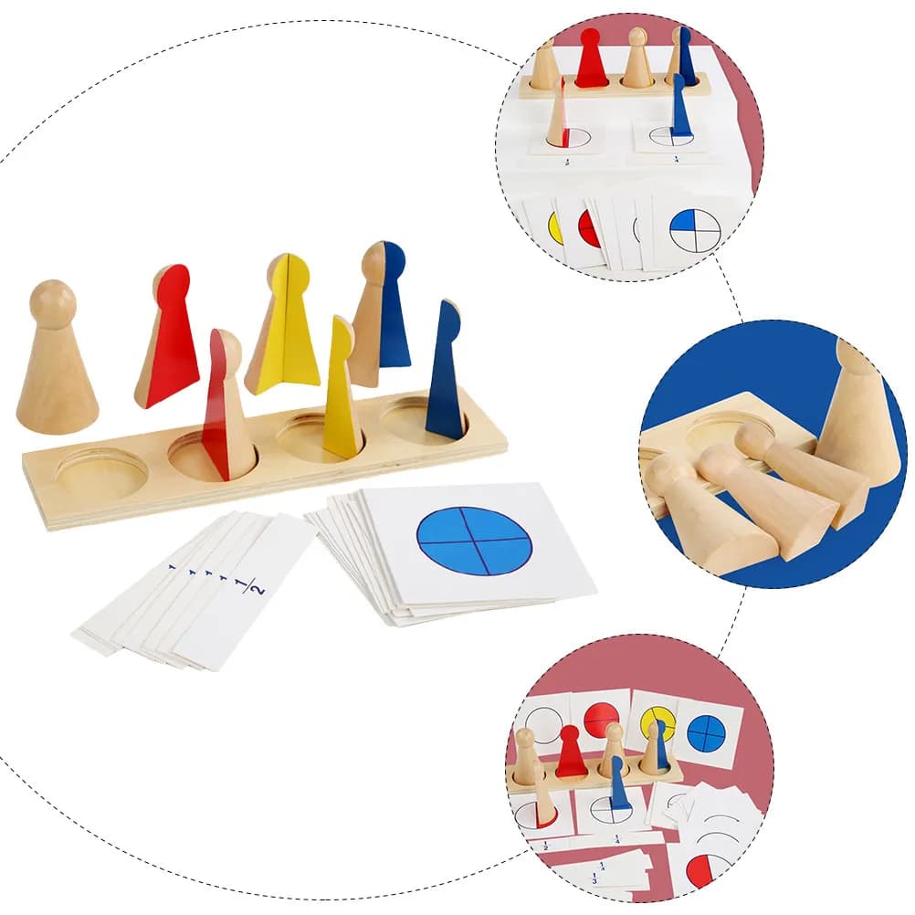 1Set Wood Fraction Educational Blocks Early Childhood Learning Plaything Creative School Teaching Props Kids Interactive Gift