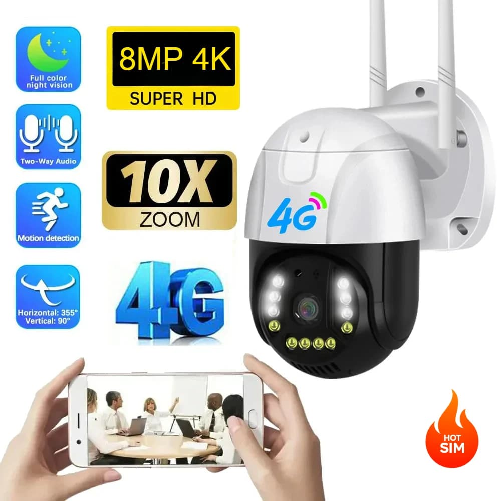 Telecamera di sicurezza con scheda SIM 4G Telecamere di sorveglianza CCTV wireless IP Telecamere di sorveglianza esterne impermeabili con tracciamento automatico Monitoraggio audio bidirezionale per bambini