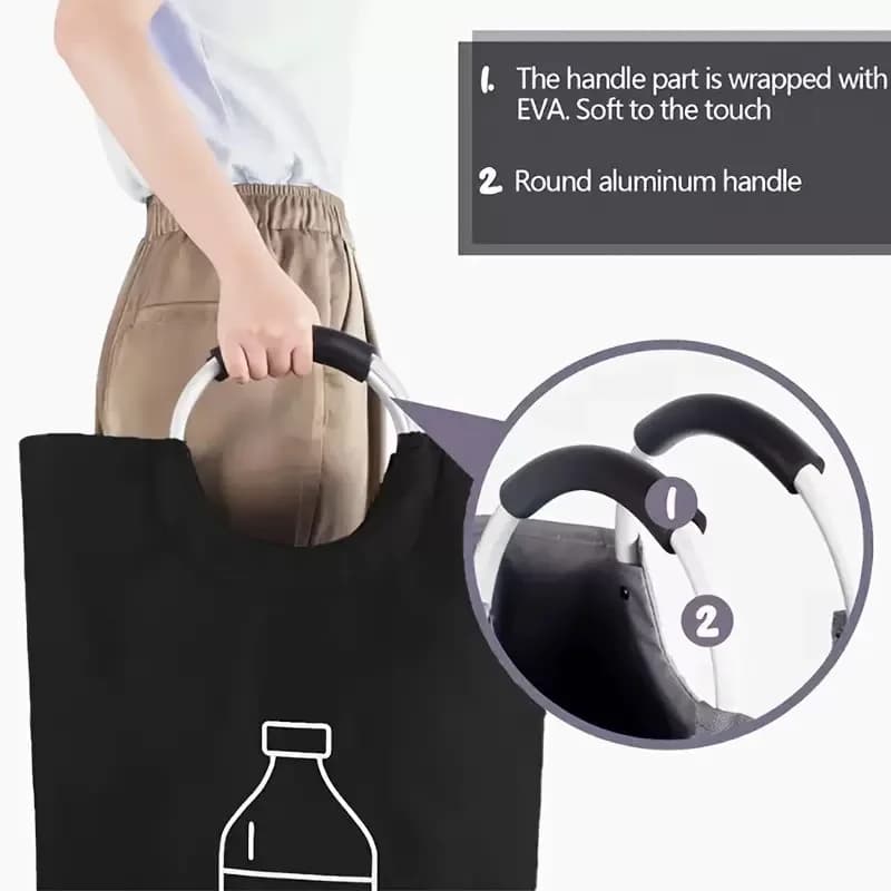 Scalebeard 600D Oxford Large Capacity Empty Bottle Storage Basket Aluminum Handle Bottle Collector Bag Folding Recycling Bin