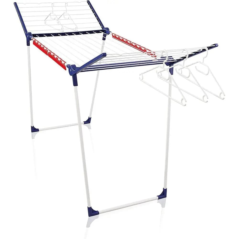 Stendibiancheria Pieghevole da 200 Posti con Accessori, Adatto per Uso Interno ed Esterno, Include 4 Clip e 5 Ganci