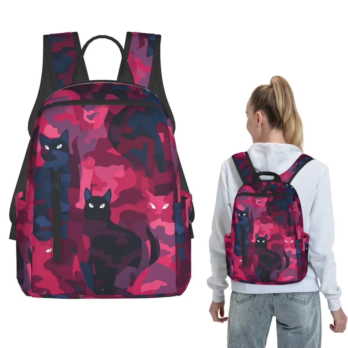 Zaino mimetico Chic Wild Cat, zaino da giorno, borsa per libri per bambini, borsa da scuola, borse a tracolla per uomo e donna