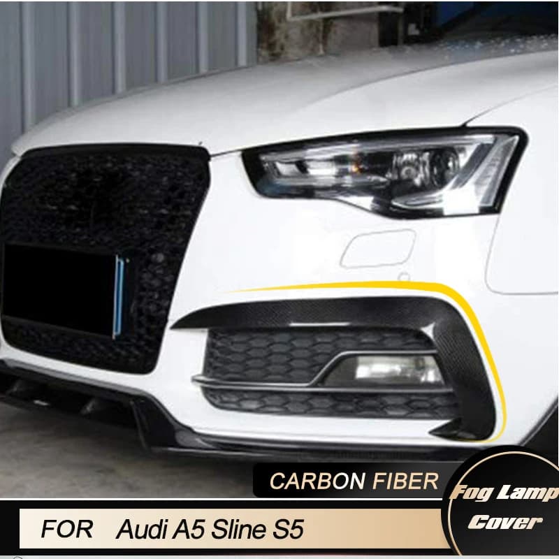 1 Pair of Fendinebbia Canard Splitter Pine Lamp For Audi A5-Sline S5 2012-2016 Auto Front Splitter Canard Pine Carbon Fiber/ FRP