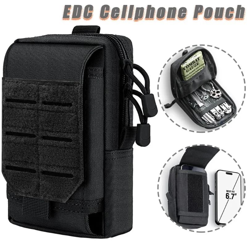 Borsa Tattica MOLLE EDC da Cintura e Porta Cellulare, Organizer Compatto per Gadget, Marsupio, Custodia per Smartphone