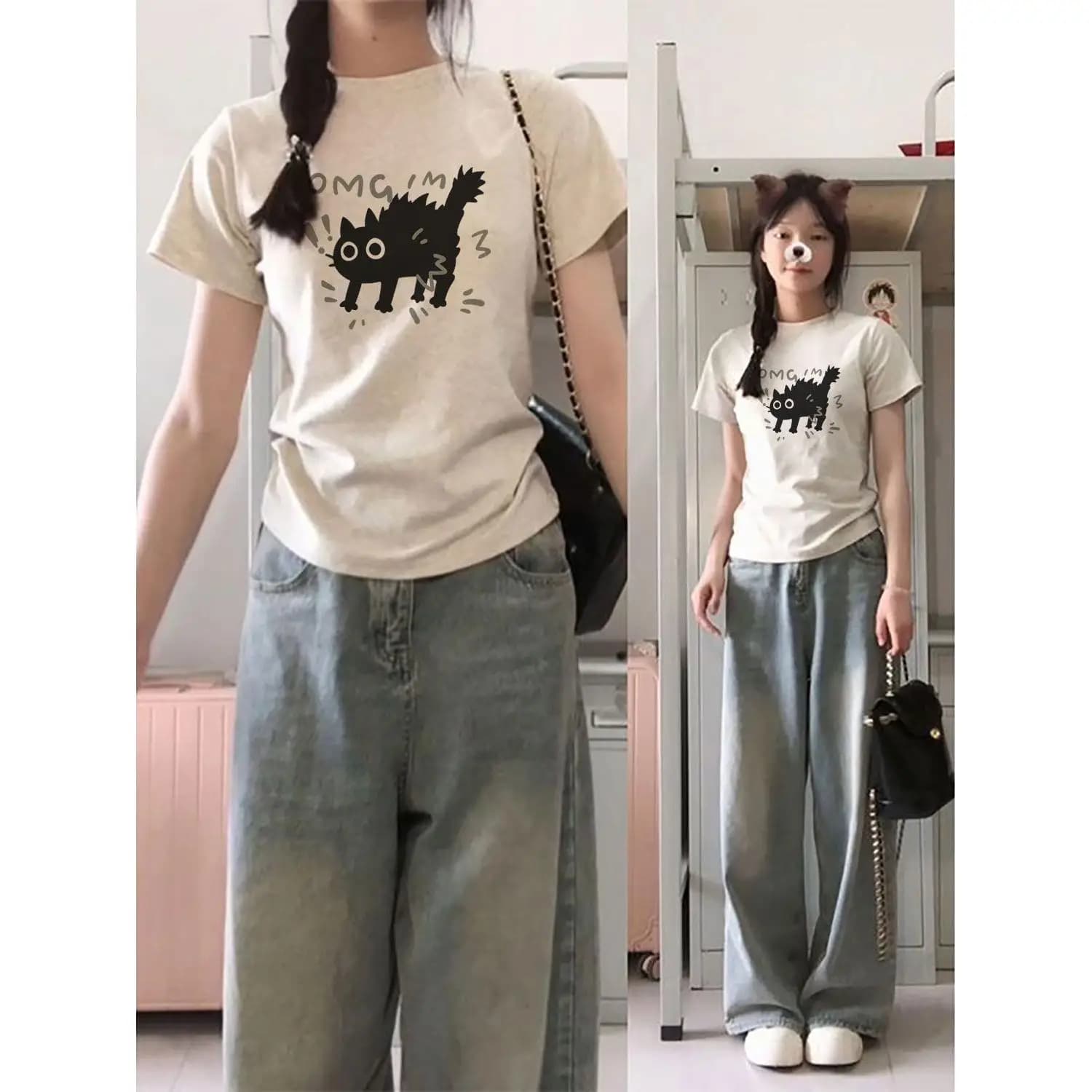 Nuova T-shirt da donna 2026 slim fit in cotone a maniche corte, stile casual, versatile, basic, trendy, girocollo, stampata