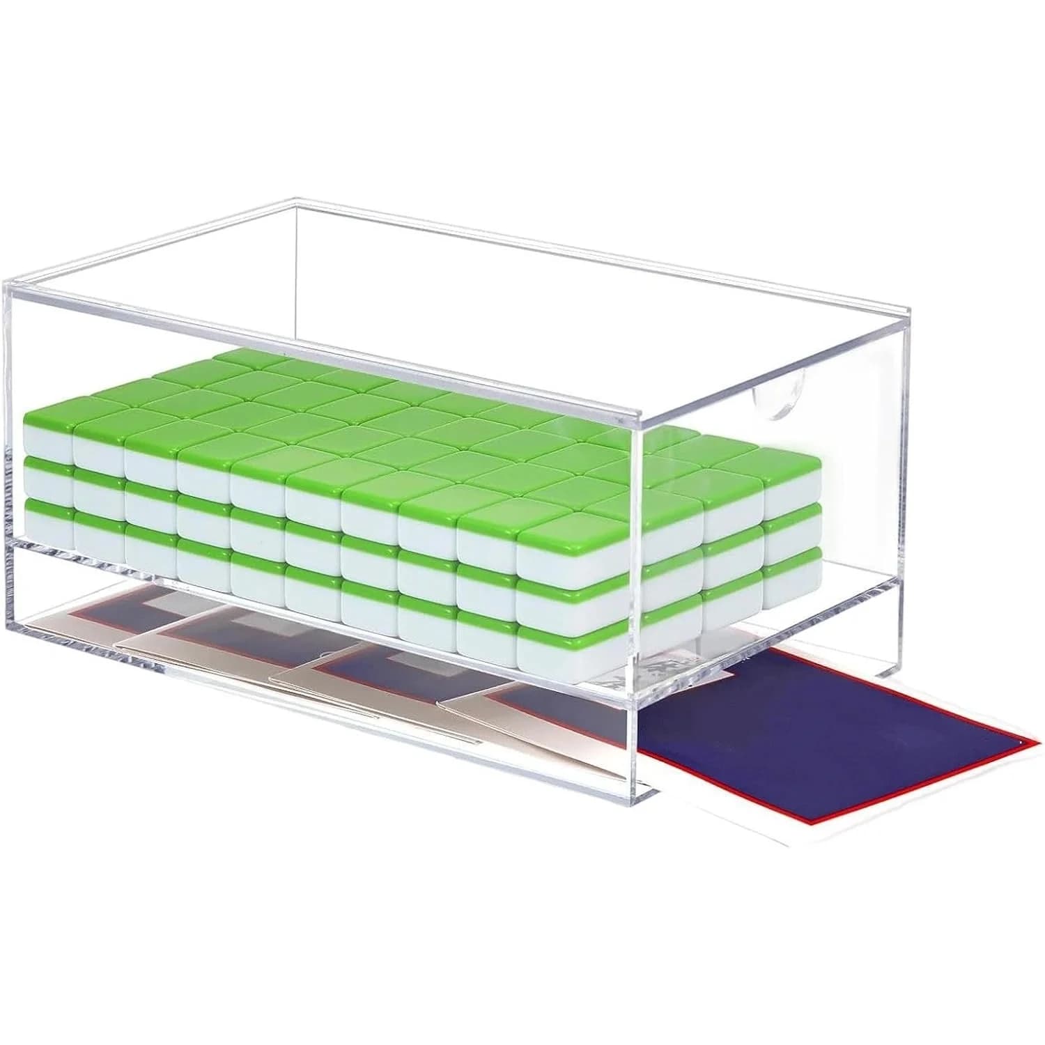 Clear Acrylic Mahjong Storage Box, Transparent Mahjong Tile Organizer, Mahjong Accessories for Adults, for Party Bar Travel Camping Picnic Gatherings, Mahjong Tiles Not Included
