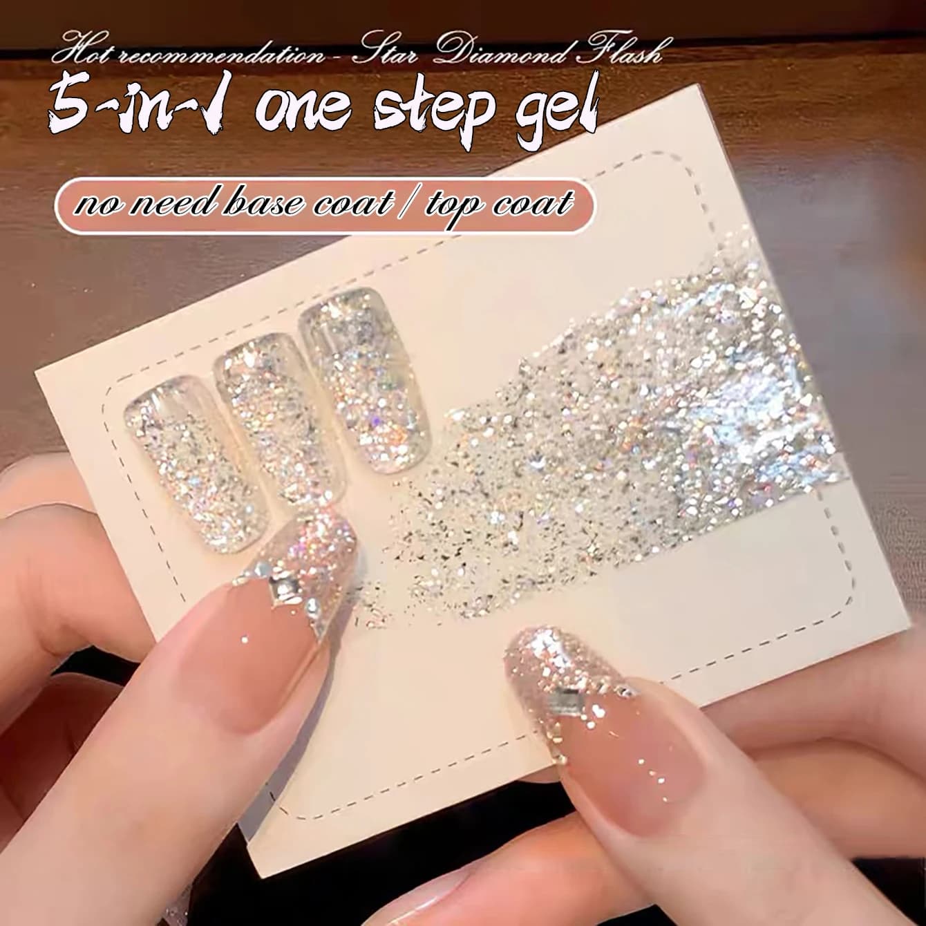 1pcs PSK Summer Whitening Star Diamond Glitter Gel Nail Polish 2026 New 5-in-1 One Step Gel Glitter Bright Sequin Nail Art