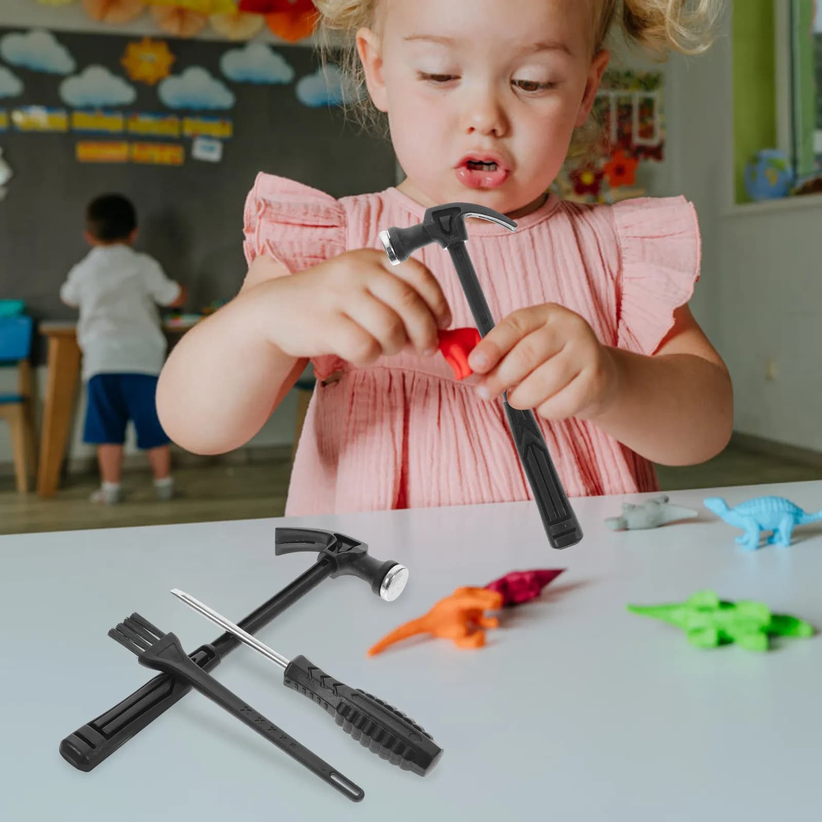 2 Set di Attrezzi per Scavo per Bambini, Kit con Spazzola Piccola, Scalpello e Martello per lo Sviluppo delle Abilità Motorie Fini, Set Educativo