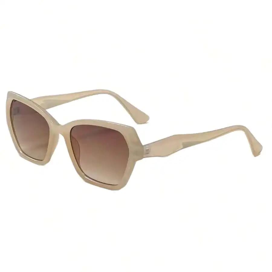 Occhiali da Sole Vintage a Occhio di Gatto Quadrati Unisex, Montatura in PC alla Moda, Lenti Sfumate Marroni