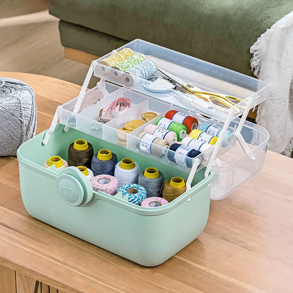 ABLG Scatola per kit da cucito per adulti Principianti Kit da cucito Accessori Scatola da cucito per la casa Scatola per scomparti per kit di riparazione cuciture