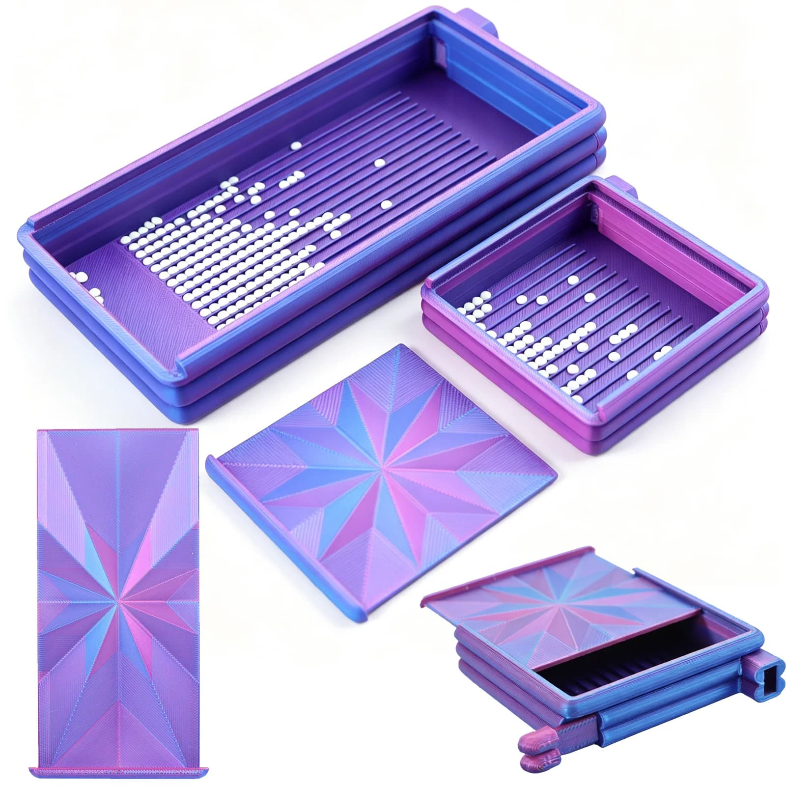 3 in 1 Gradient Color Diamond Art Tray With Lid, Diamond Painting Storage Box, DIY Crafts Tools Diamond Art Accessories