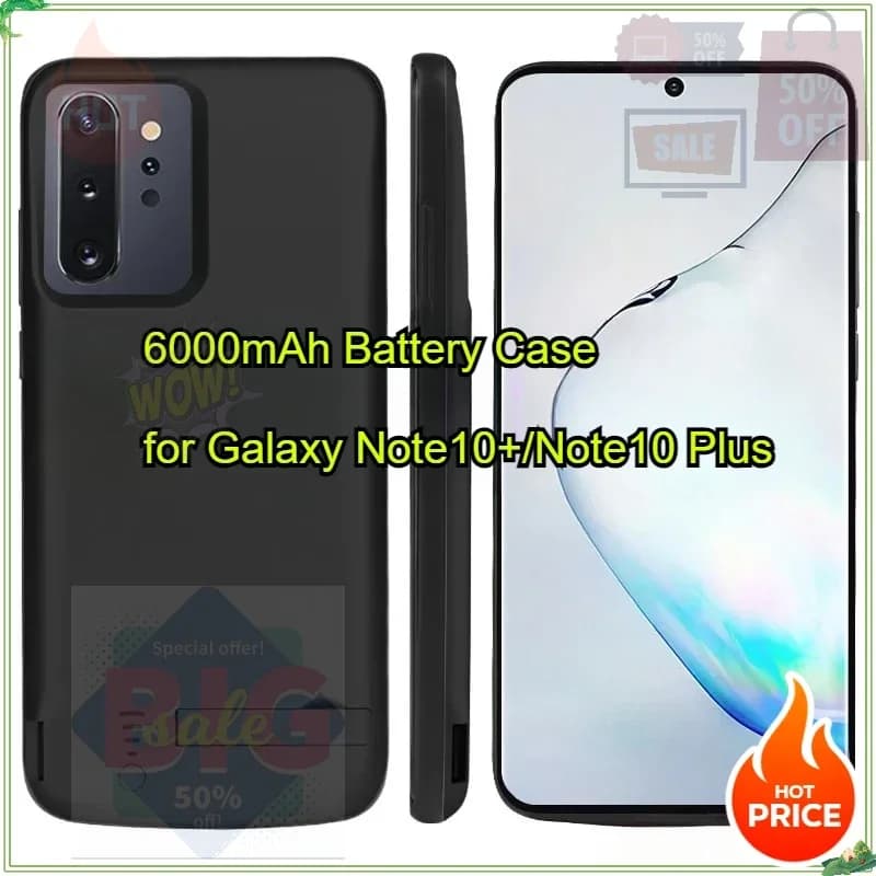 Custodia Batteria da 6000mAh per Galaxy Note10+ 5G, Cover di Ricarica Portatile, Power Bank Esteso per Galaxy Note 10+/Note10 Plus