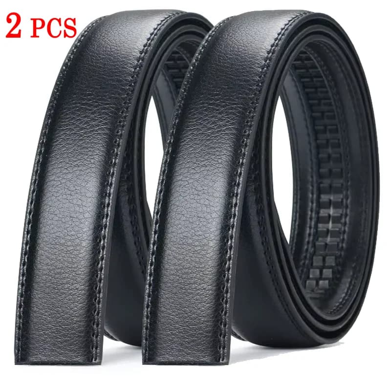 Cinture da uomo senza fibbia da 130, 140, 150, 160, 170 cm, 2 pezzi, larghezza 3,5 cm, in pelle PU, cinghie senza fibbia per fibbia automatica